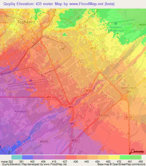 Quyliq,Uzbekistan Elevation Map