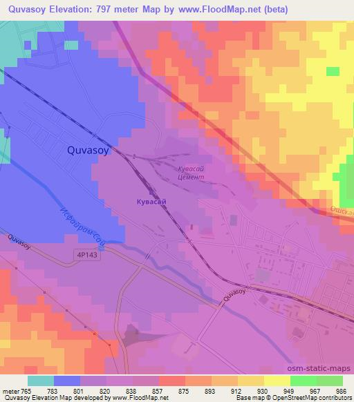 Quvasoy,Uzbekistan Elevation Map