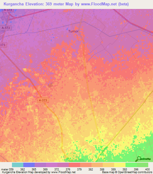 Kurgancha,Uzbekistan Elevation Map