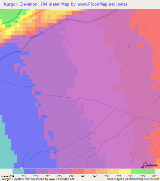 Kurgan,Uzbekistan Elevation Map