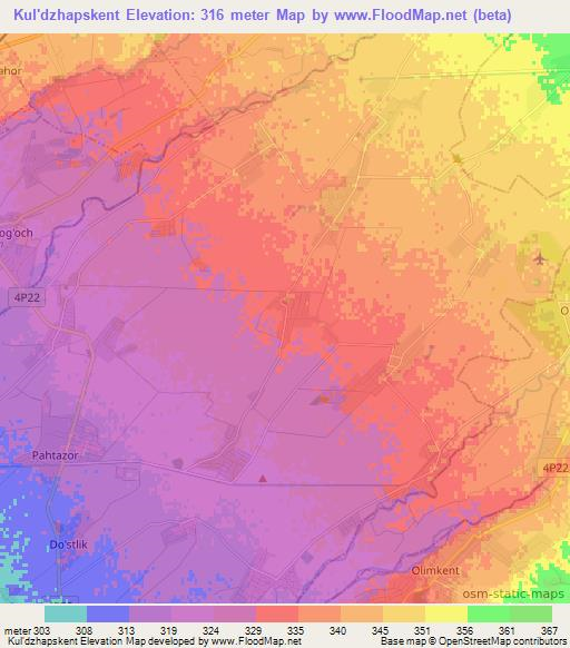 Kul'dzhapskent,Uzbekistan Elevation Map