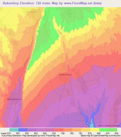 Kukumboy,Uzbekistan Elevation Map