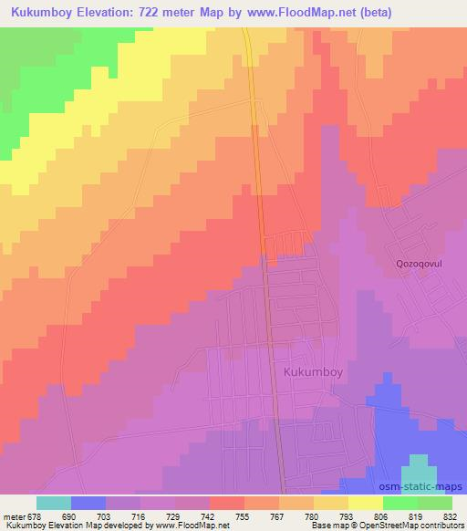 Kukumboy,Uzbekistan Elevation Map