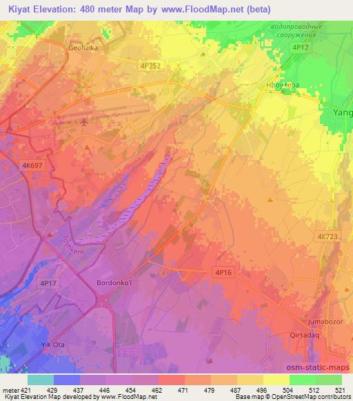 Kiyat,Uzbekistan Elevation Map