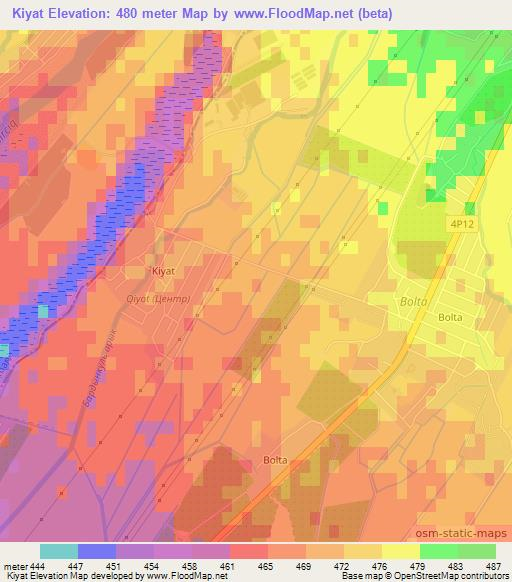 Kiyat,Uzbekistan Elevation Map