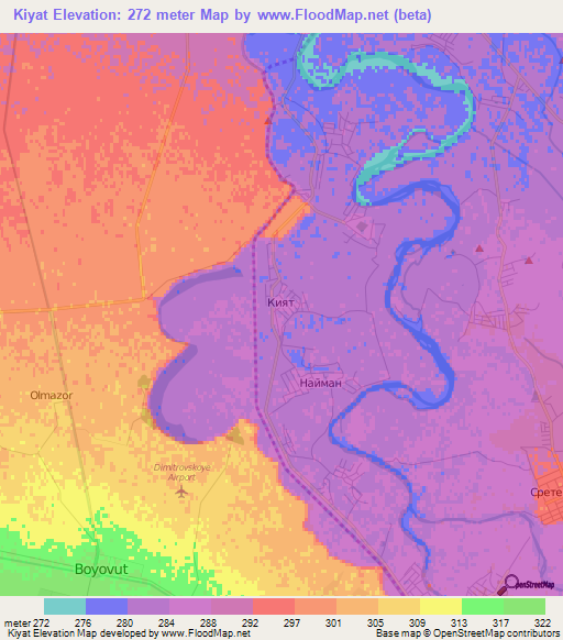 Kiyat,Uzbekistan Elevation Map