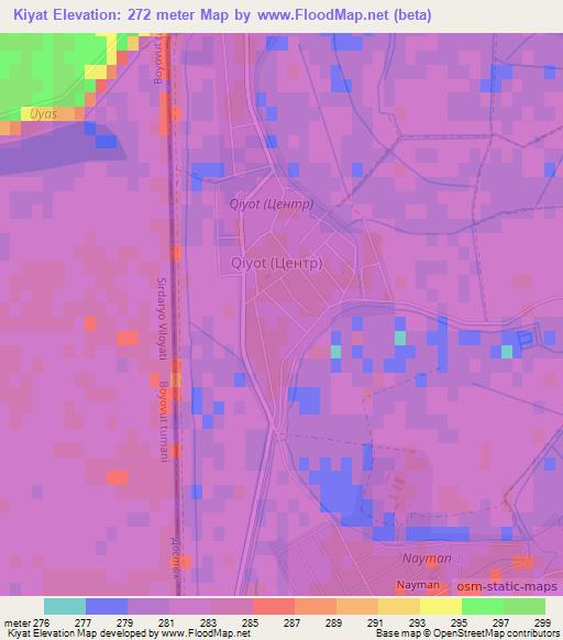 Kiyat,Uzbekistan Elevation Map