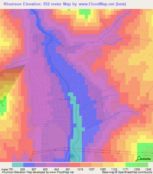 Khumson,Uzbekistan Elevation Map