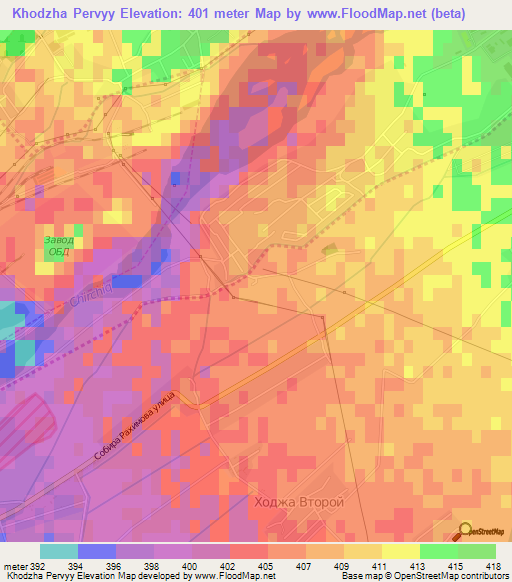 Khodzha Pervyy,Uzbekistan Elevation Map