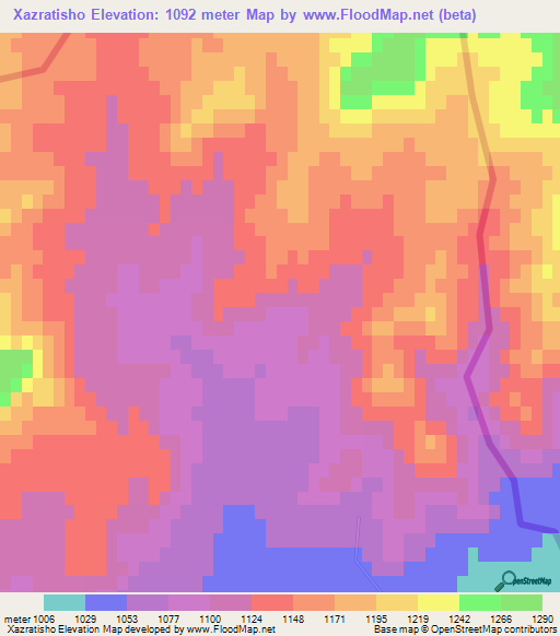 Xazratisho,Uzbekistan Elevation Map