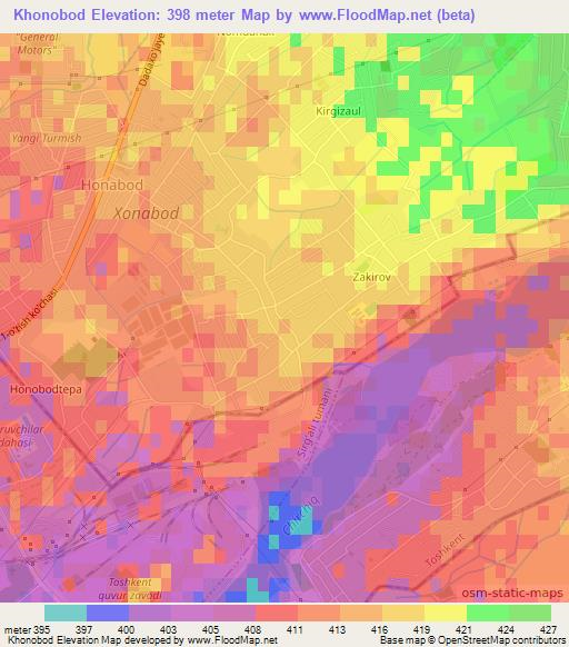 Khonobod,Uzbekistan Elevation Map