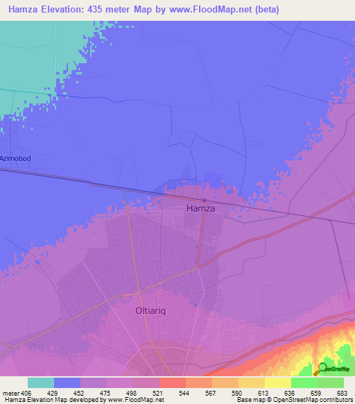 Hamza,Uzbekistan Elevation Map