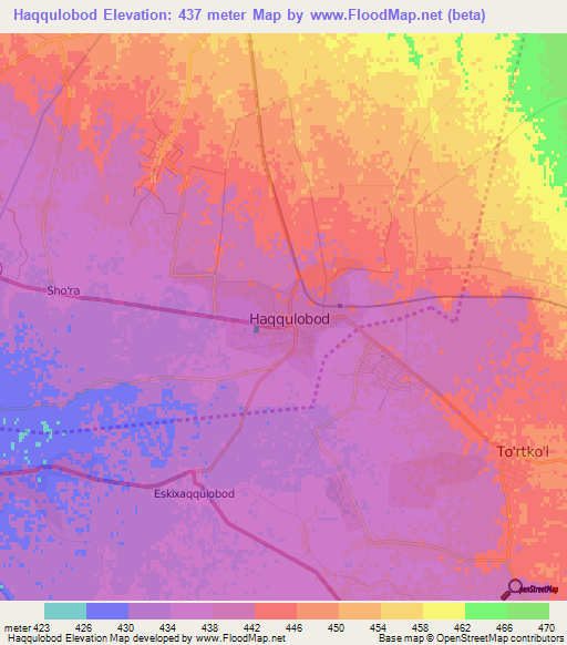 Haqqulobod,Uzbekistan Elevation Map