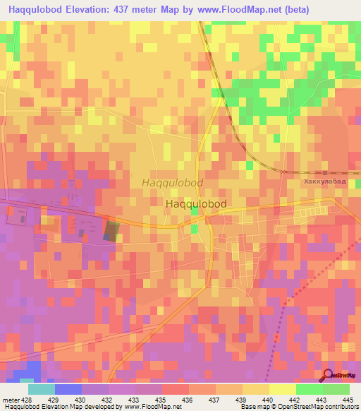 Haqqulobod,Uzbekistan Elevation Map