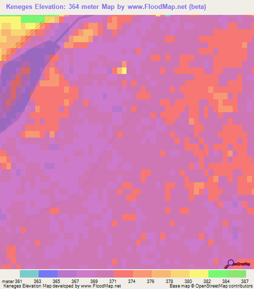 Keneges,Uzbekistan Elevation Map