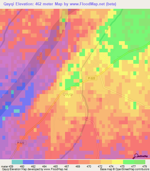 Qayqi,Uzbekistan Elevation Map