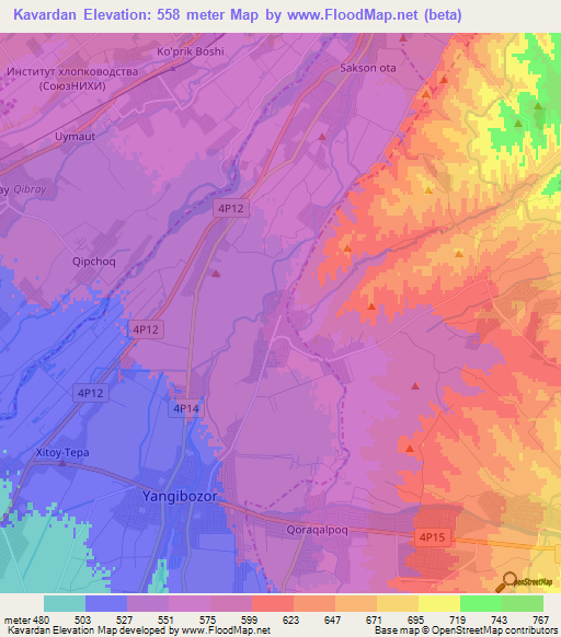 Kavardan,Uzbekistan Elevation Map