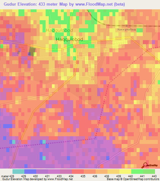 Gudur,Uzbekistan Elevation Map