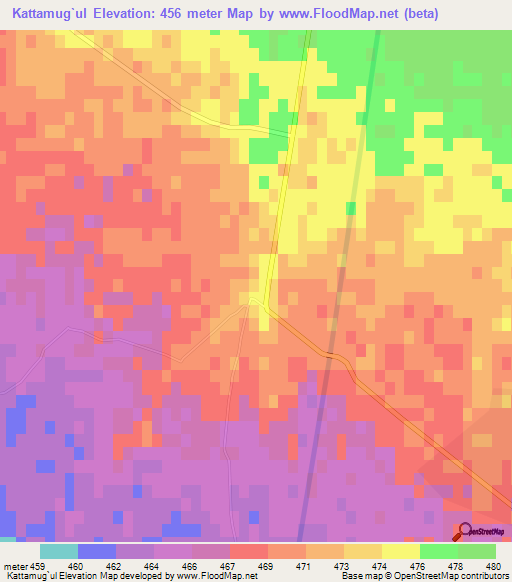 Kattamug`ul,Uzbekistan Elevation Map