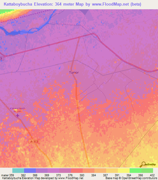 Kattaboybucha,Uzbekistan Elevation Map