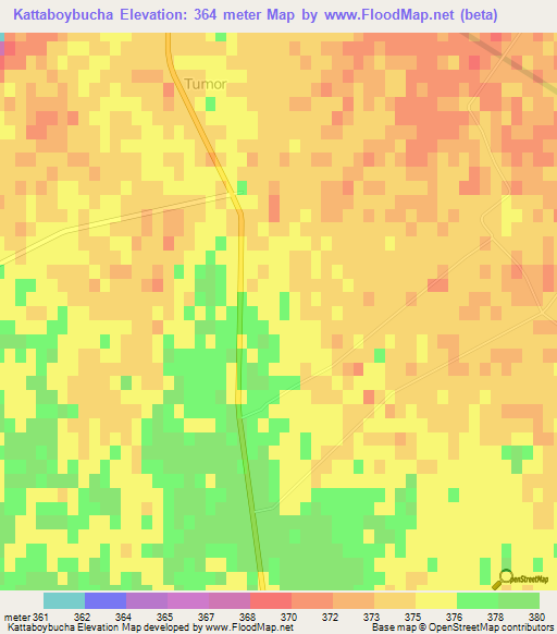 Kattaboybucha,Uzbekistan Elevation Map