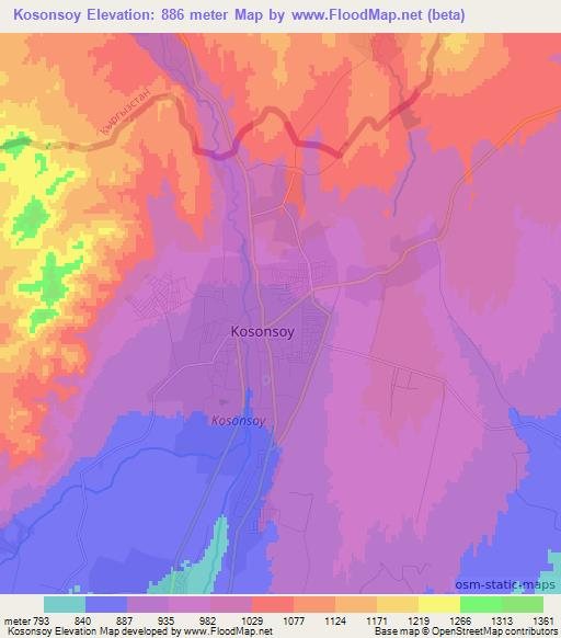 Kosonsoy,Uzbekistan Elevation Map