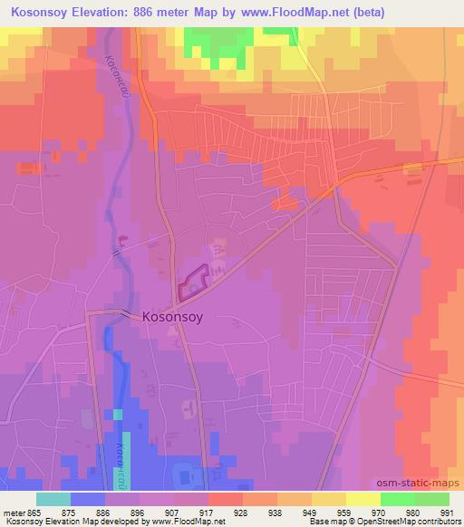 Kosonsoy,Uzbekistan Elevation Map