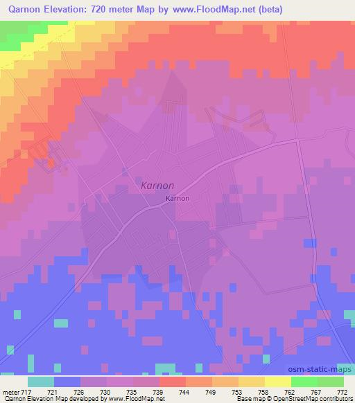 Qarnon,Uzbekistan Elevation Map