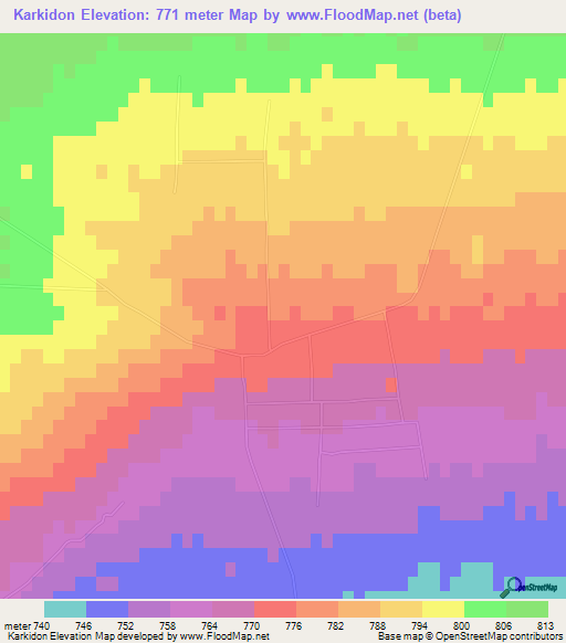 Karkidon,Uzbekistan Elevation Map