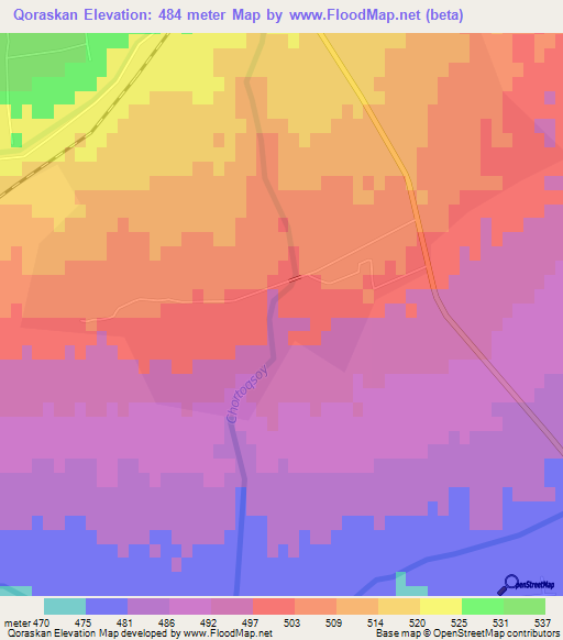 Qoraskan,Uzbekistan Elevation Map