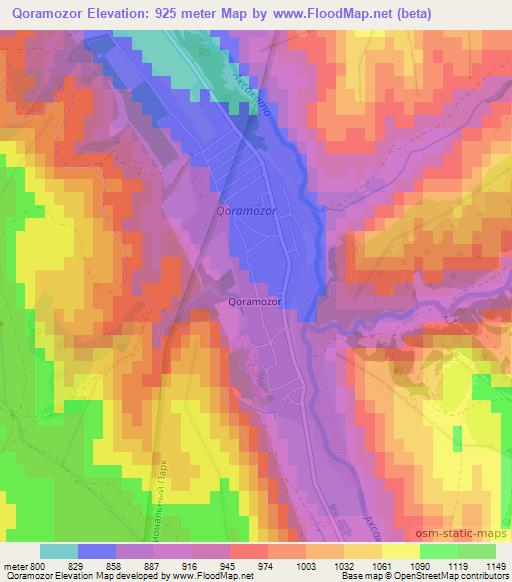 Qoramozor,Uzbekistan Elevation Map