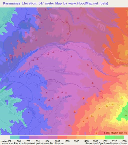 Karamanas,Uzbekistan Elevation Map