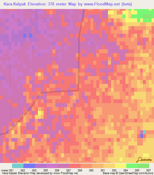 Kara-Kalpak,Uzbekistan Elevation Map