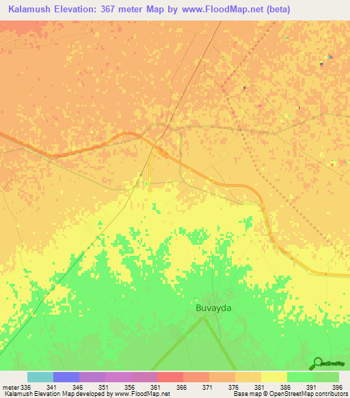 Kalamush,Uzbekistan Elevation Map