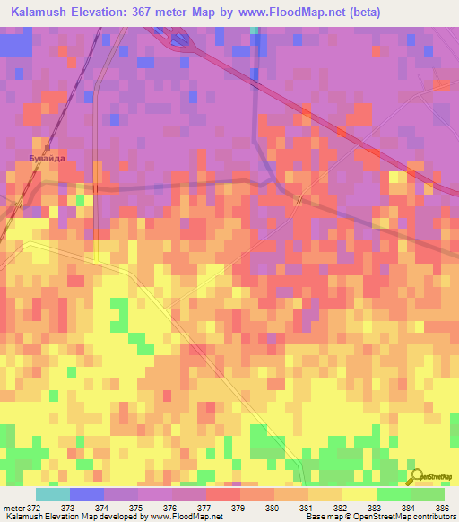 Kalamush,Uzbekistan Elevation Map