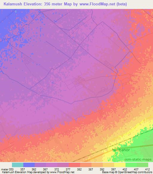 Kalamush,Uzbekistan Elevation Map