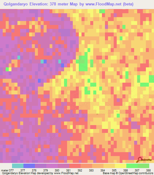 Qolgandaryo,Uzbekistan Elevation Map