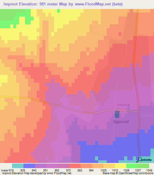 Isqovot,Uzbekistan Elevation Map