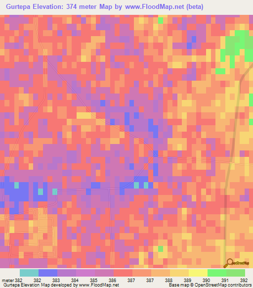 Gurtepa,Uzbekistan Elevation Map