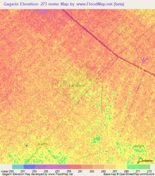 Gagarin,Uzbekistan Elevation Map