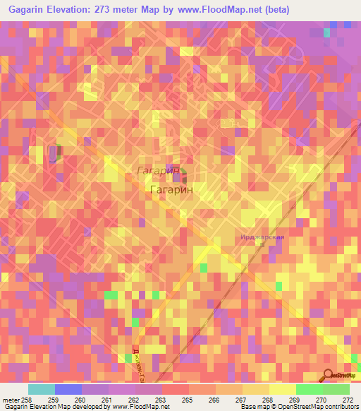 Gagarin,Uzbekistan Elevation Map