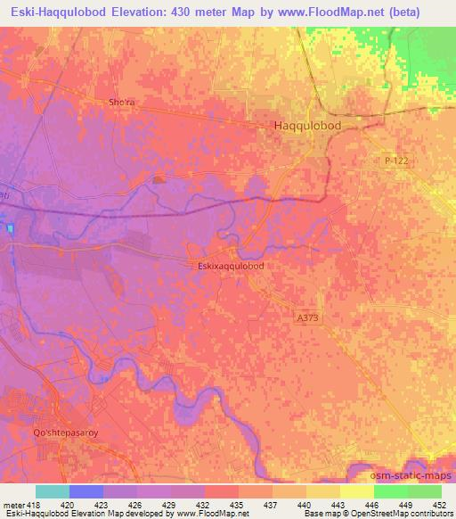 Eski-Haqqulobod,Uzbekistan Elevation Map