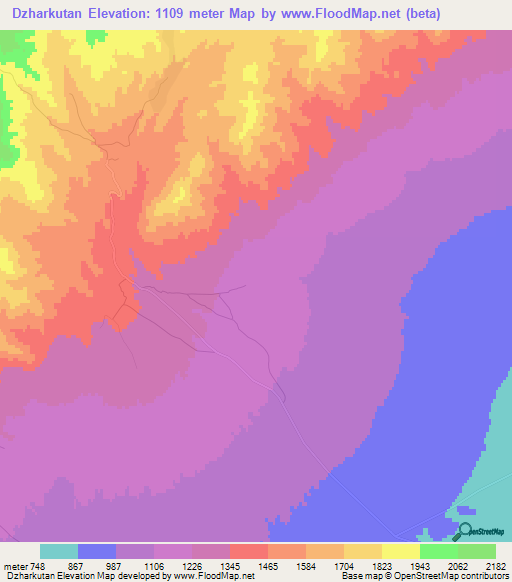 Dzharkutan,Uzbekistan Elevation Map