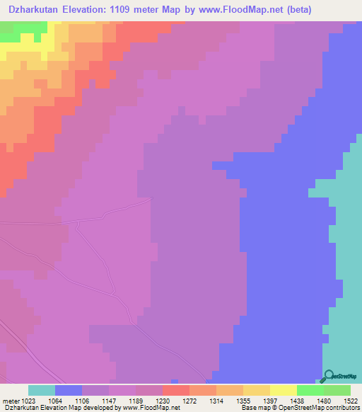 Dzharkutan,Uzbekistan Elevation Map