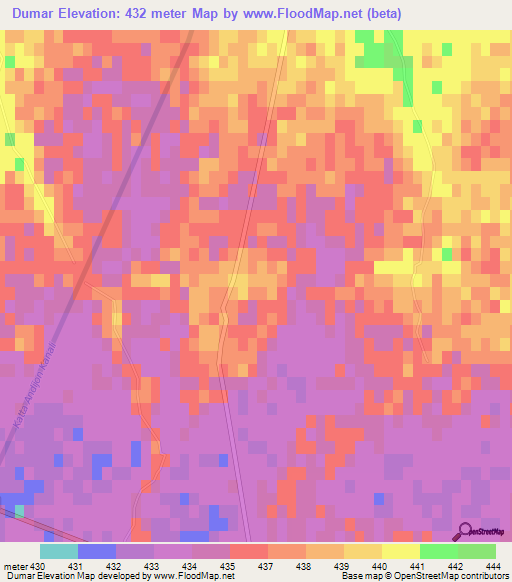 Dumar,Uzbekistan Elevation Map