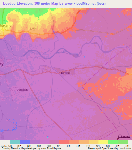 Dovduq,Uzbekistan Elevation Map