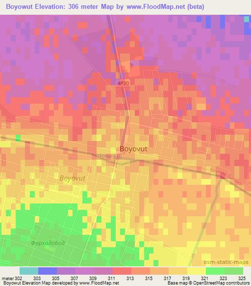 Boyowut,Uzbekistan Elevation Map