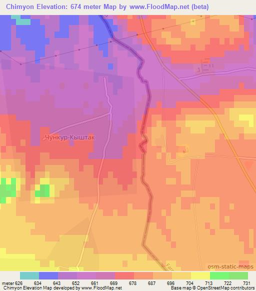 Chimyon,Uzbekistan Elevation Map