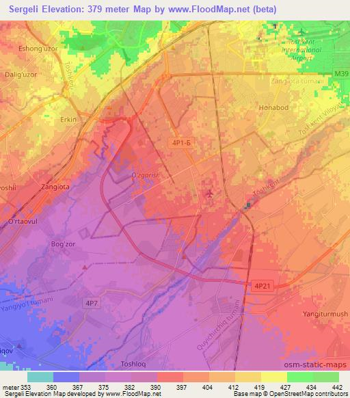 Sergeli,Uzbekistan Elevation Map