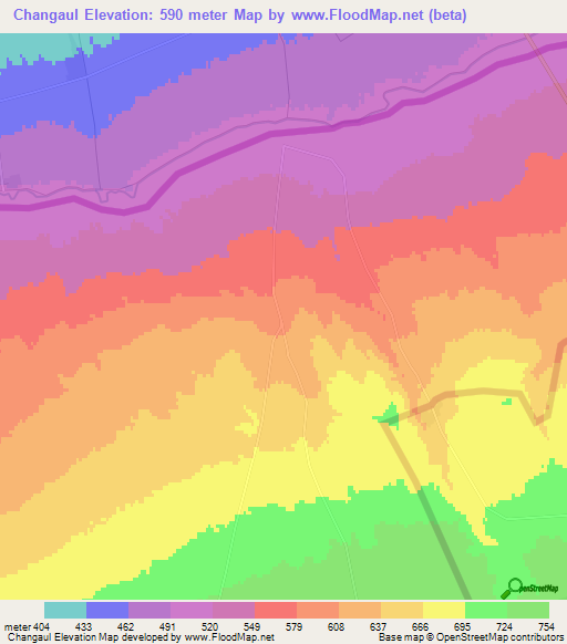 Changaul,Uzbekistan Elevation Map